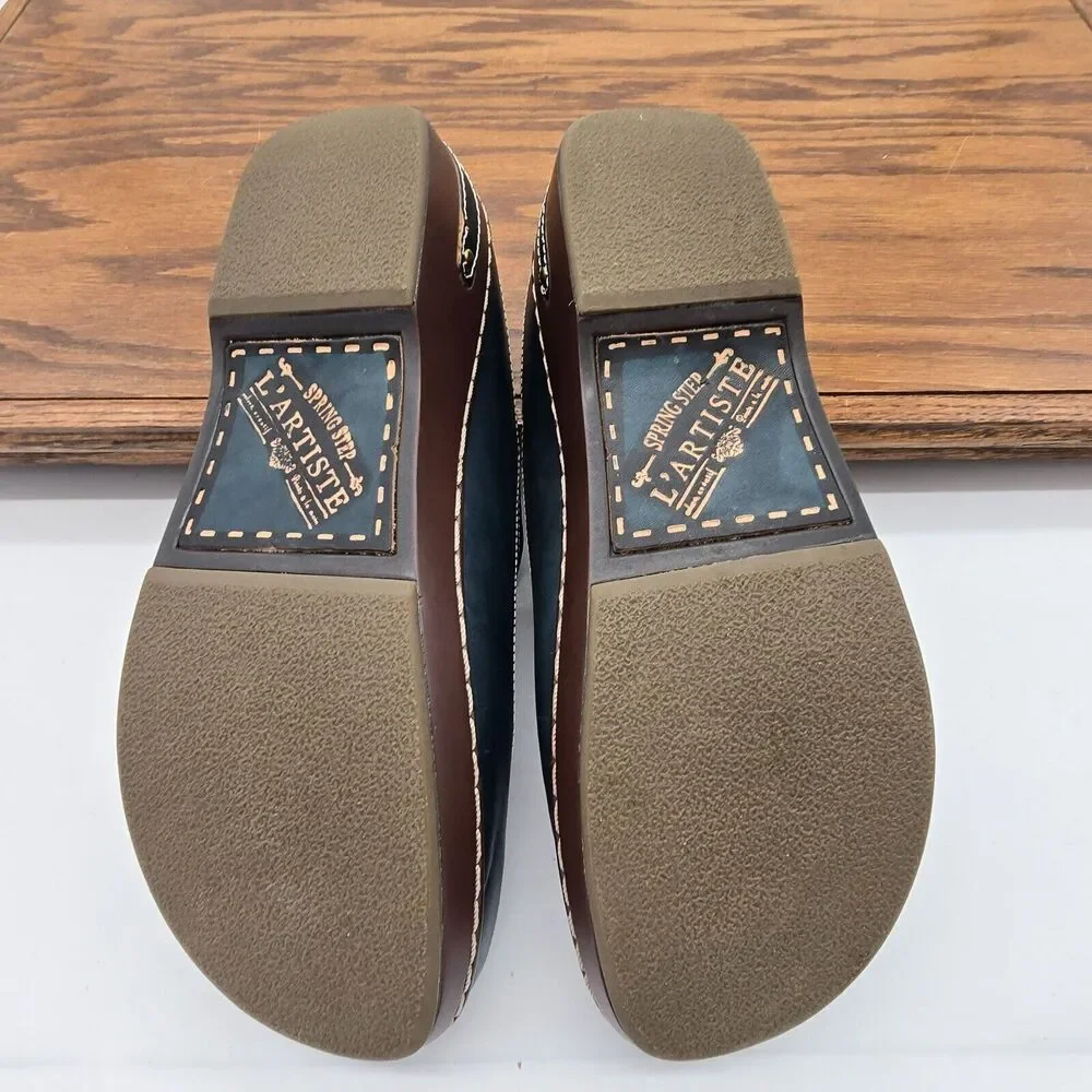 L'Artiste Chino Leather Clog Slip On Mule Womens 42 Blue Tan by Spring Step - Picture 7 of 12